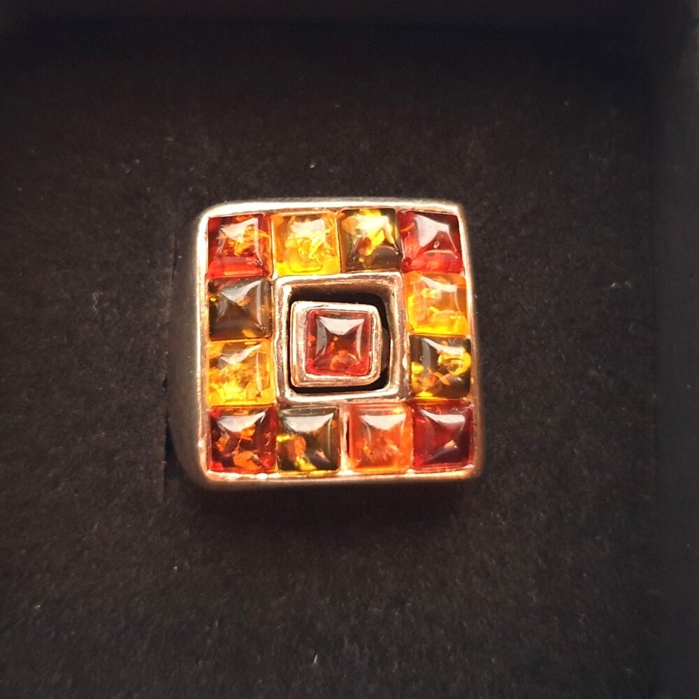 BOLD Baltic AMBER 925 Sterling Silver Cocktail Ring